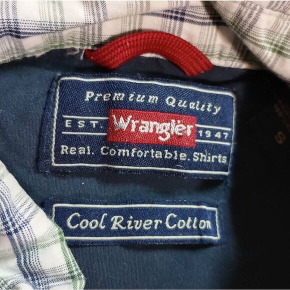 Wrangler Shirt Men's Small Green Blue‎ Button Front - Picture 5 of 7